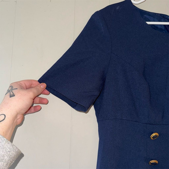 Stephanie Andrew's Women's Size 10 Deadstock Vintage Dress Gold Button Nautical - Picture 5 of 6